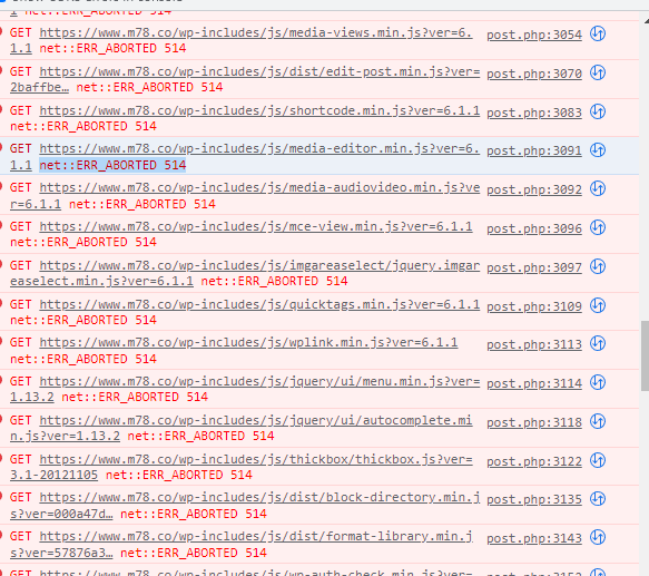 WP编辑器无法访问：net::ERR_ABORTED 514的解决办法~星空小站