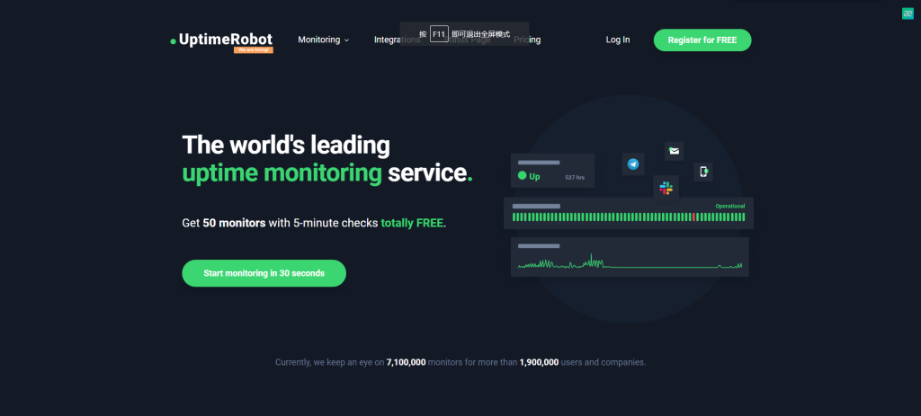 使用UptimeRobot监控你的网站或业务的运行状态